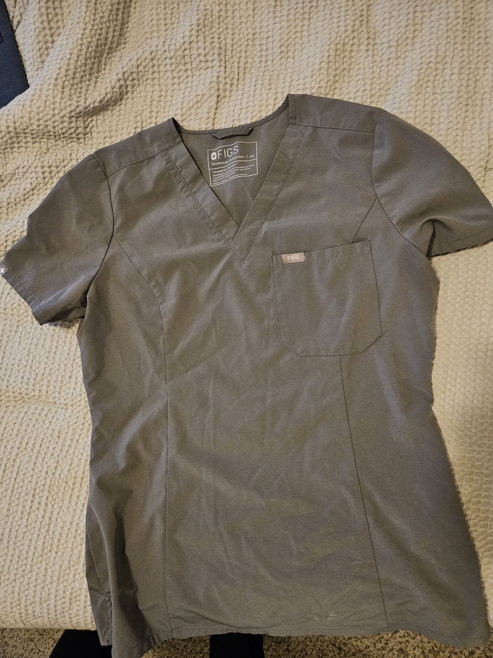 FIGS Gray V-Neck Scrub Top
